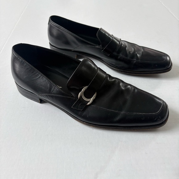 Salvatore Ferragamo Black Horse Bit Loafer Leather Shoes 11.5 D